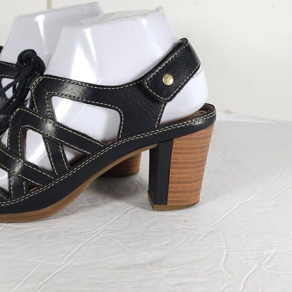 Pikolinos Women's US7-7,5 EU38 Java Black Leather Peep Toe Slingback Sandals - Picture 2 of 16